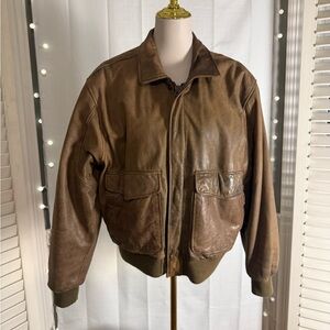 Vintage Wear Me Out Leather Bomber Jacket U.S. Air Force WWII Style Sz Medium